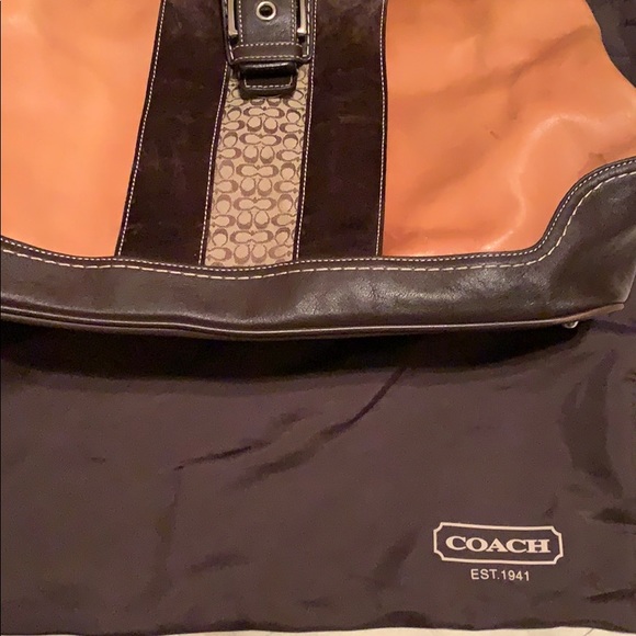 Coach Hampton Leather Suede & Jacquard Carryall - Picture 5 of 5